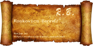 Roskovics Bennó névjegykártya